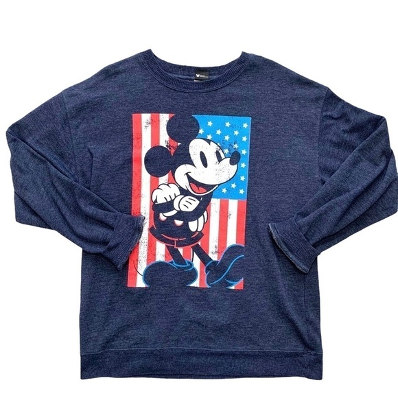 Disney Mickey Mouse American Flag Sweatshirt Size Medium - Picture 11 of 16